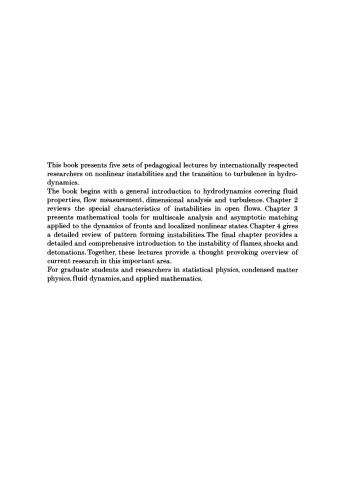 Hydrodynamics and Nonlinear Instabilities (Collection Alea-Saclay: Monographs and Texts in Statistical Physics)