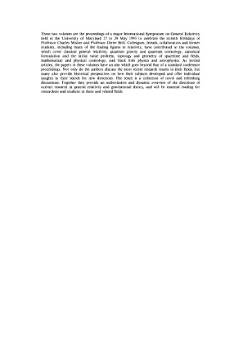Directions in General Relativity: Proc. 1993 Symposium, Maryland