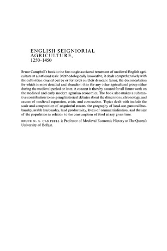 English Seigniorial Agriculture, 1250-1450