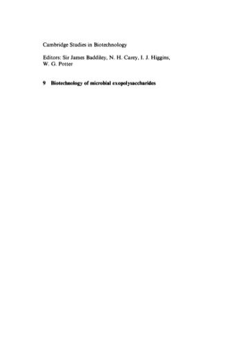 Biotechnology of Microbial Exopolysaccharides