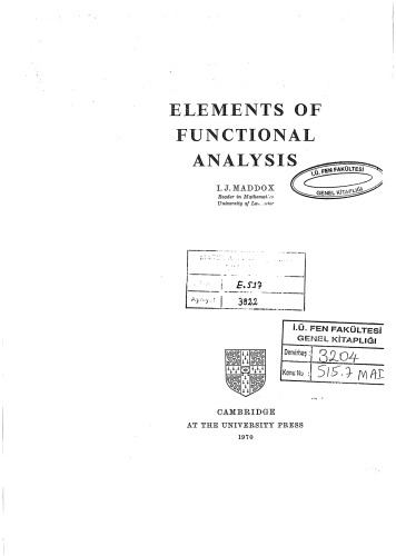 Elements of Functional Analysis