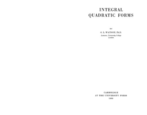 Integral Quadratic Forms