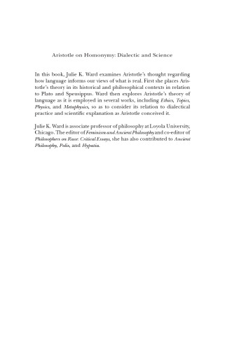 Aristotle on Homonymy: Dialectic and Science