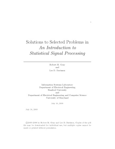An Introduction to Statistical Signal Processing