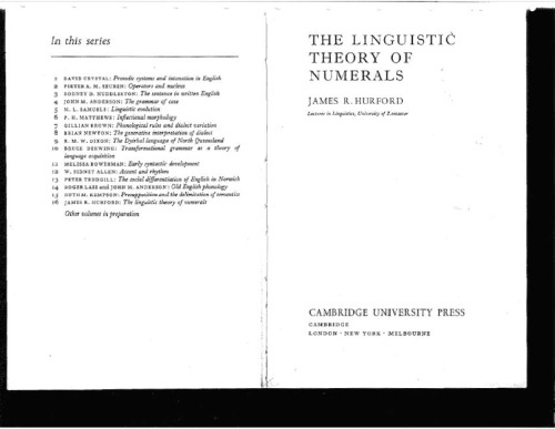 The Linguistic Theory of Numerals