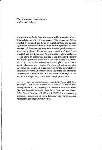 War, Democracy and Culture in Classical Athens