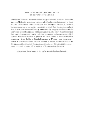 The Cambridge Companion to European Modernism