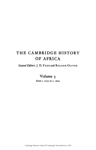 The Cambridge History of Africa (1050-1600)