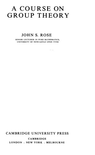 A Course on Group Theory