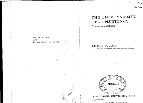 The Unprovability of Consistency: An Essay in Modal Logic