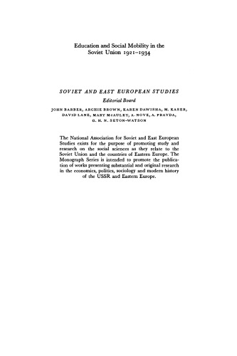 Education and Social Mobility in the Soviet Union 1921-1934