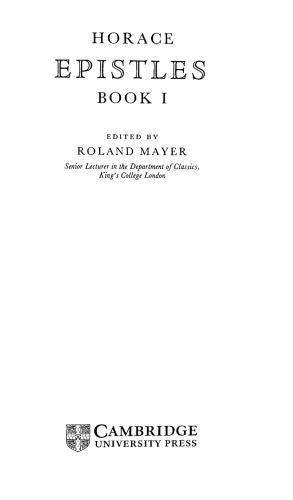 Horace: Epistles Book I