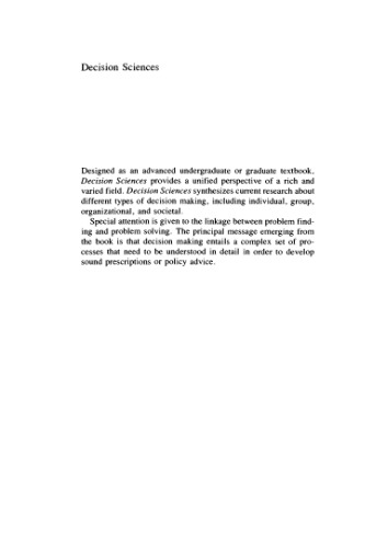 Decision sciences : an integrative perspective