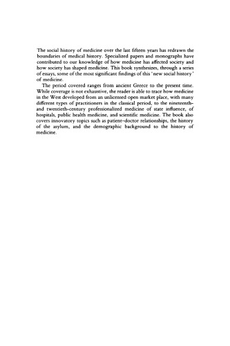 Medicine in Society: Historical Essays