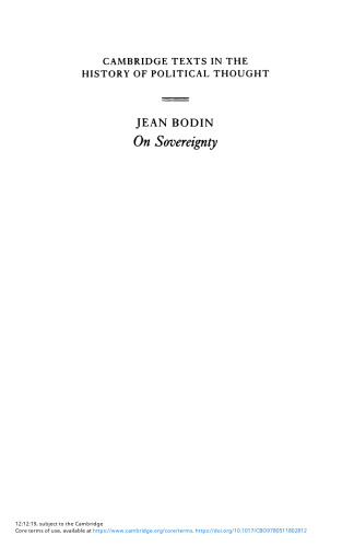 On Sovereignty: Four Chapters from The Six Books of the Commonwealth