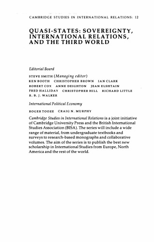 Quasi-States: Sovereignty, International Relations and the Third World