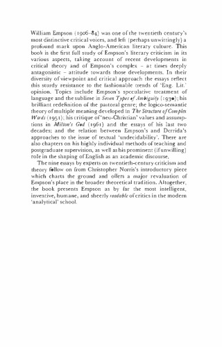 William Empson: The Critical Achievement