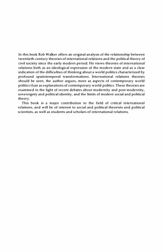 Inside/Outside: International Relations as Political Theory