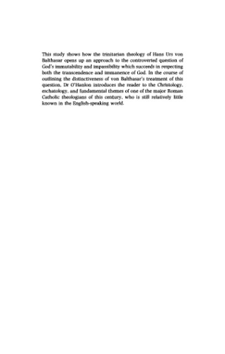 The Immutability of God in the Theology of Hans Urs von Balthasar