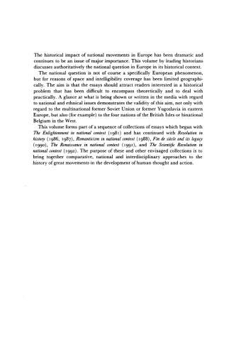 The National Question in Europe in Historical Context