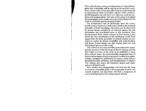 The Cambridge Companion to Kant
