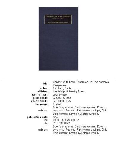 Children with Down Syndrome: A Developmental Perspective