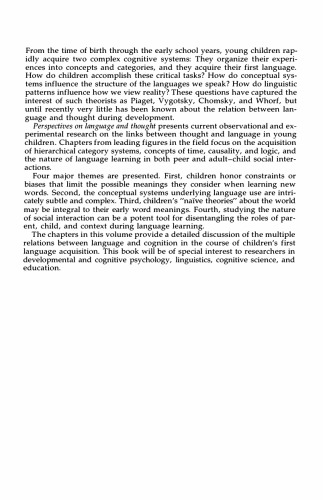 Perspectives on Language and Thought: Interrelations in Development
