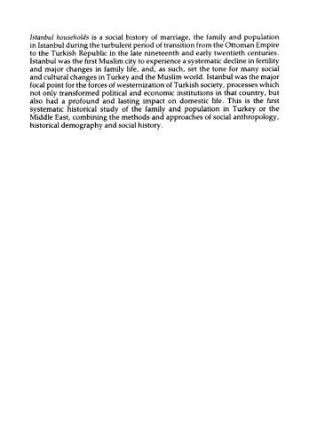 Istanbul Households: Marriage, Family and Fertility, 1880-1940