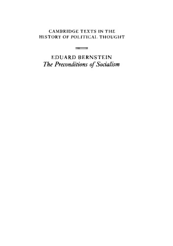 Bernstein: The Preconditions of Socialism