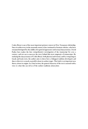 Codex Bezae: An Early Christian Manuscript and its Text