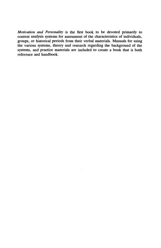 Motivation and Personality: Handbook of Thematic Content Analysis