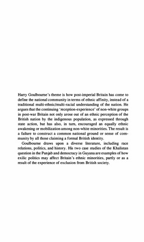 Ethnicity and Nationalism in Post-Imperial Britain