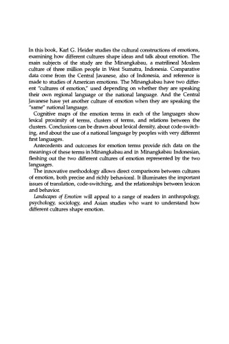Landscapes of Emotion: Mapping Three Cultures of Emotion in Indonesia