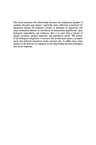 Native Society and Disease in Colonial Ecuador