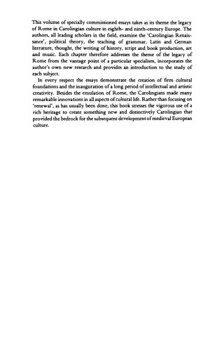 Carolingian Culture: Emulation and Innovation