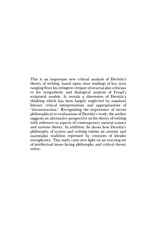 System and Writing in the Philosophy of Jacques Derrida