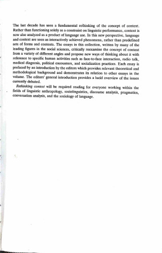 Rethinking Context: Language as an Interactive Phenomena