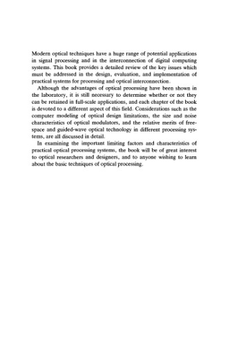 Design issues in optical processing