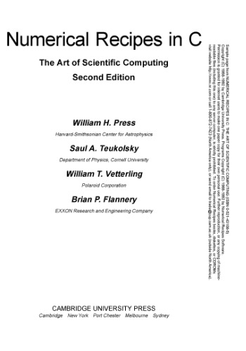 Numerical recipes in C : the art of scientific computing