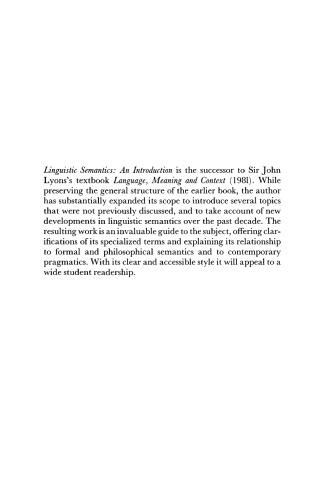 Linguistic Semantics: An Introduction