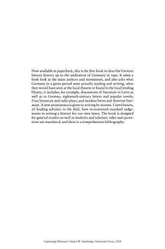 The Cambridge History of German Literature
