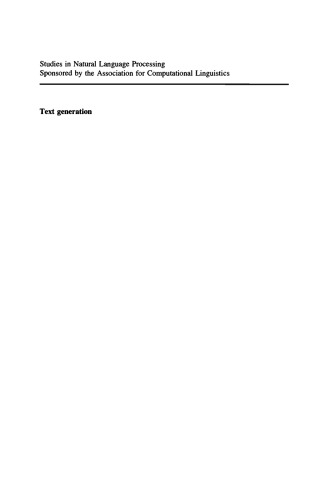 Text Generation (Studies in Natural Language Processing)
