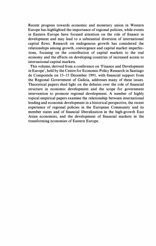 Finance and Development: Issues and Experience