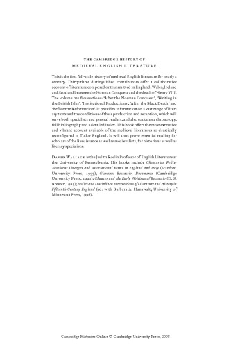 The Cambridge History of Medieval English Literature