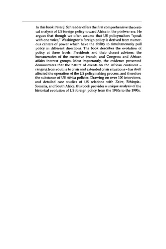 United States Foreign Policy toward Africa: Incrementalism, Crisis and Change
