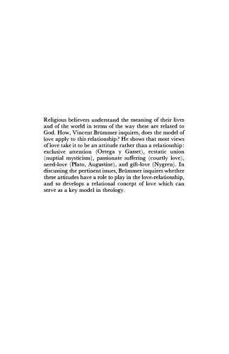 The Model of Love: A Study in Philosophical Theology