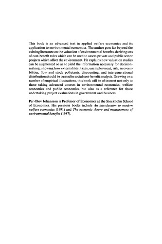 Cost-Benefit Analysis of Environmental Change