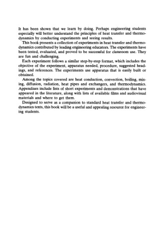 Experiments in heat transfer and thermodynamics