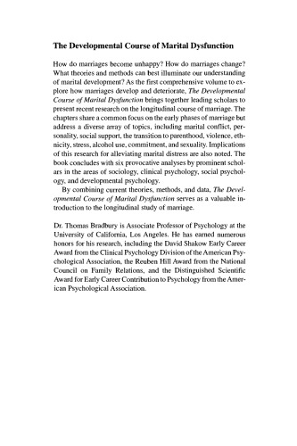 The Developmental Course of Marital Dysfunction