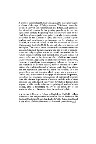 The Rise of Supernatural Fiction, 1762-1800